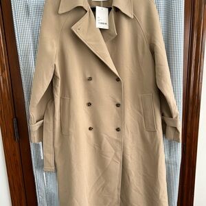 OAK + FORT Beige Double-Breasted Trench Coat